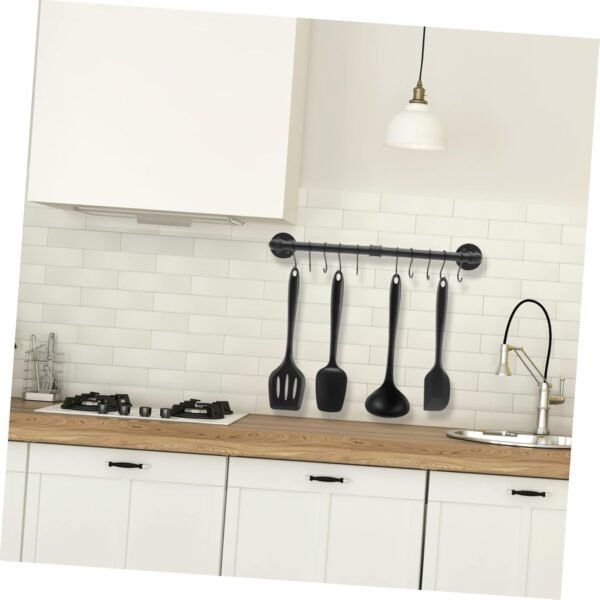 Cabilock 1 Set Pendant Rack Pots Dish Rack Pantry Organizers and Storage Door Wok Tumbler Lid Holder Dish Drying Rack Ring S Hooks Kitchen Rack Pole Racks Drain Duo Crisp Pans Rail Iron - Image 5