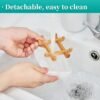 Wooden Bamboo Square Soap Dishes for Bar Soap Holder for Shower with Drain for Bathroom Small Soap Dish Detachable（Single Pack Right Angle White） - Image 5