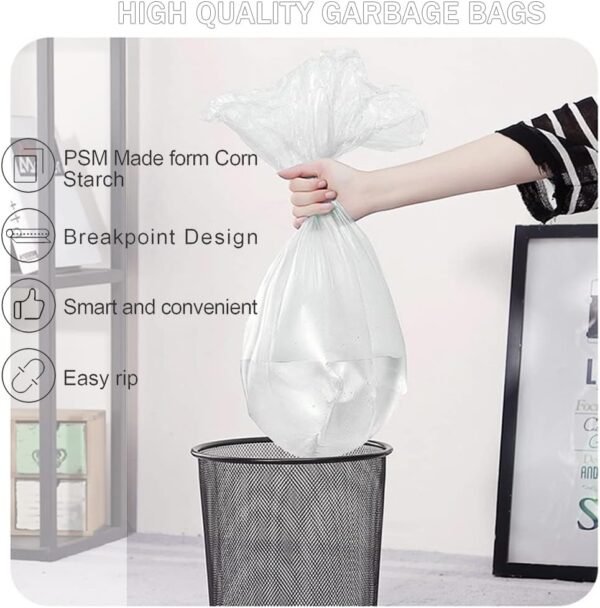 120 Counts Small Trash Bags, 1.2 Gallon Small Garbage Bags with Tear & Leak Resistant 5 Liter Mini Compostable Strong Bathroom Trash Bags, Recycling Eco-Friendly Trash Can Liner (white) - Image 4