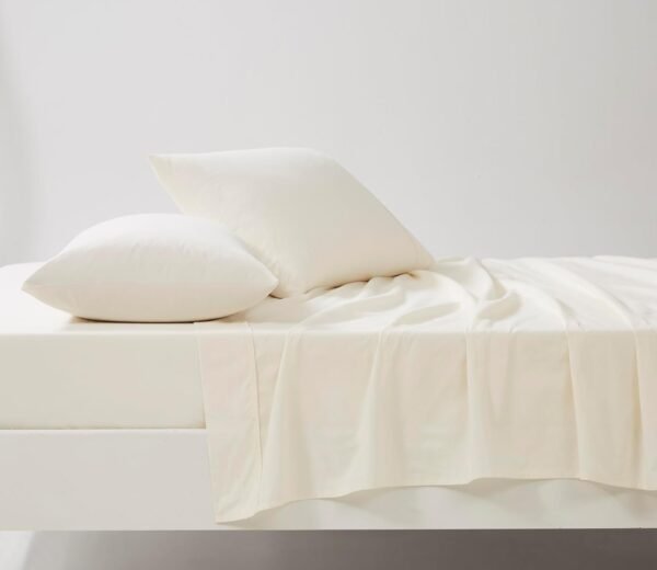 Linen Closet Luxury Cotton 300 Thread Count Organic Cotton 4-Piece Sheet Set, King, Fresh Ivory - Image 3