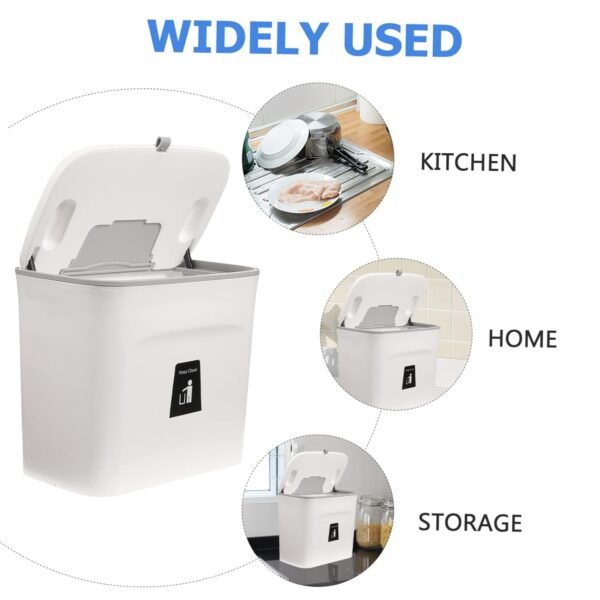 Alipis 1pc Trash Can with Lid Collapsible Compost Bin Filters Charcoal Rv Garbage Can for Trailer Kitchen Clear Hanging Trash Bin with Lid Recycle Bin Hanging Garbage Sensor Plastic White - Image 4