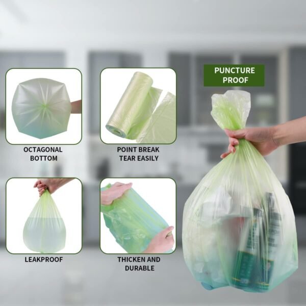 13 Gallon Tall Kitchen Garbage Bags 30Count Unscented Trash Can Liners 50 Liter Medium Wastebasket Bags for Bathroom Home Bedroom Office Garbage Can (Green-30 Count(Pack of 2)) - Image 4