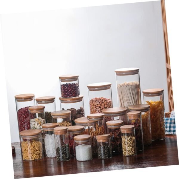 2pcs Sealed Jar Kitchen Storage Containers Storage Bins Utensil Basket Clear Storage Jar Lockable Keeper Food Storage Jar Rack Condiment Cups Food Containers Glass Containers Wood - Image 7