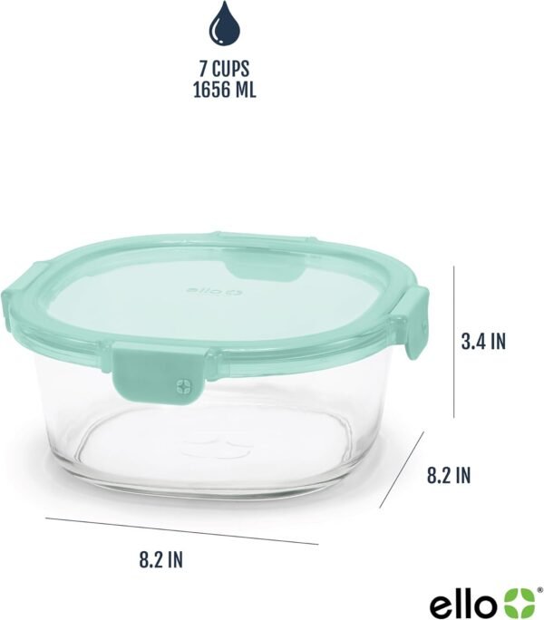 Ello Color Lock 7 Cup 4PC, 2 Pack Glass Meal Prep Sets Leak-Proof Glass Food Storage Containers with Airtight BPA-Free Plastic Lids, Dishwasher, Microwave, and Freezer Safe, Purple Rain - Image 4