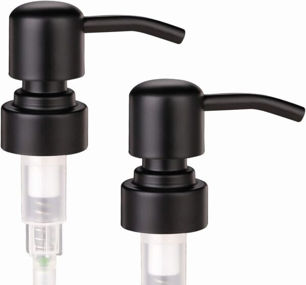 2 Pack Thick Amber Glass Pint Jar Soap Dispenser with Matte Black Stainless Steel Pump, 16ounce Boston Round Bottles Dispenser with Rustproof Pump for Essential Oil, Lotion Soap - Image 5