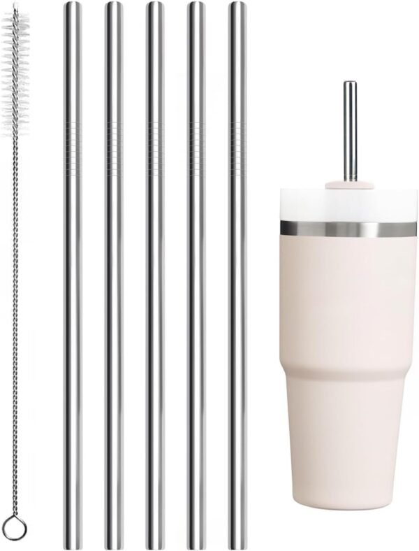 Metal Straw for Stanley Cup 20 OZ 14 OZ, Stainless Steel Straw Compatible With 20oz 14oz Stanley Cup Accessories, 6 Reusable Drinking Straws, With 1 Straw Cleaner(5pcs)