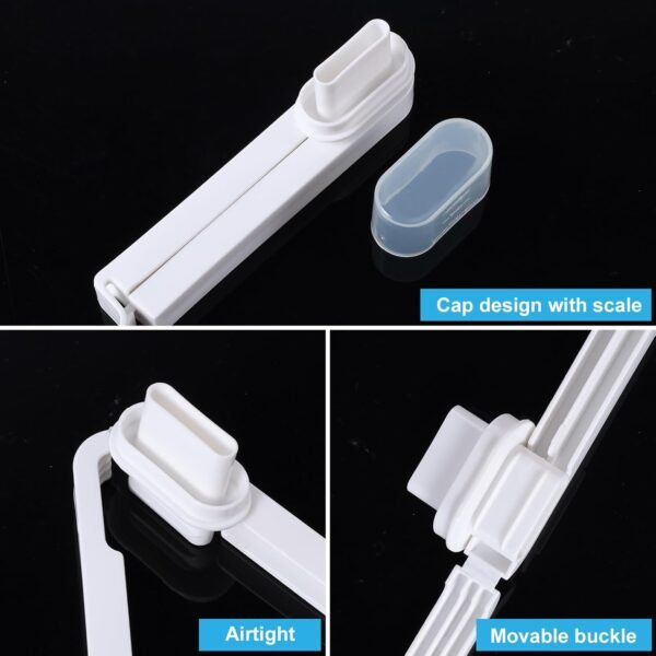 3pcs Seal & Pour Food Bag Clips, White Plastic Cap Sealer Clips Versatile Food Storage Sealing Clips Reusable Sealing Clip with Pour Spout for Cereal Snacks and More - Image 3