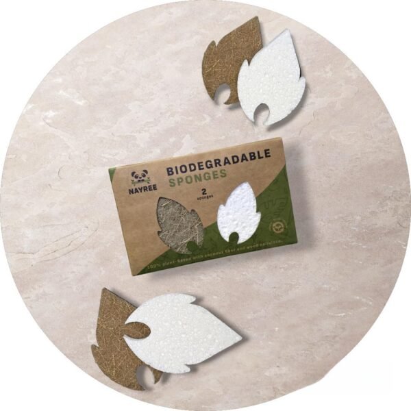 nayree Eco-Friendly 2-Pack Biodegradable Sponges, Compostable Coconut Cellulose Scrubber & Alternative to Steel Wool - High Absorbency, Chemical-Free, Reusable & Reduces Environmental Footprint - Image 6