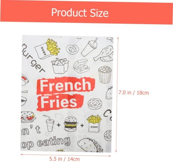 300pcs French Fries Greaseproof Paper Bag Reusable Juice Pouches Lunch Bag Containers Food Containers Large Zip Lock Bags Reusable Drink Pouches Popcorn Tote Bag Snack Wrapping Bag - Image 2