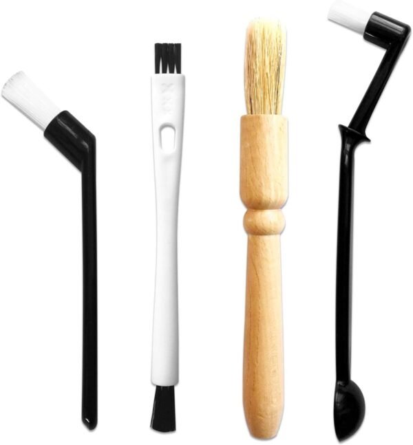 ACKLLR Coffee Grinder Cleaning Brush, Heavy Wood Handle & Natural Bristles Wood Dusting Espresso Brush and Nylon Espresso Machine Brush with Spoon for Bean Grain Barista Pasta Makers Home Kitchen