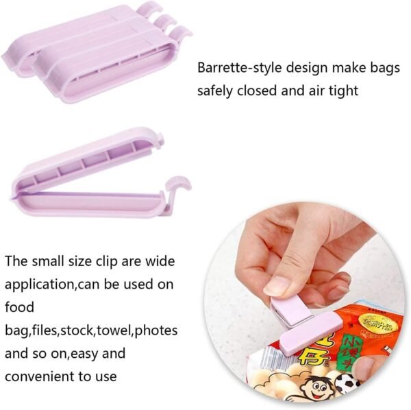12 Pieces Food Clips, Plastic Food Bag Clips Reusable Bag Clips for Food Storage Colorful Sealing Clips for Snack, Coffee, Home, Kitchen, Travel, Camping (3 Sizes) - Image 4