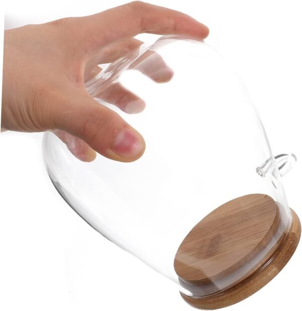 MAGICLULU Glass Jar Creamer Multi-function Canister Container Hourglass Pickle Jar Tray Kitchen Storage Jars Household Storage Canister Bell Mason Jars for Canning Household Canister Wood - Image 4
