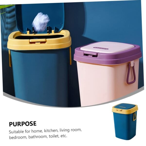 Garbage Can Trashcan Recycling Bin Washing Basket Compost Kitchen Bin Car Bin Swing Lid Trash Can Press Type Garbage Bin Garbage Bin with Lid Efficient Sealing Waste Basket Blue Pp - Image 3