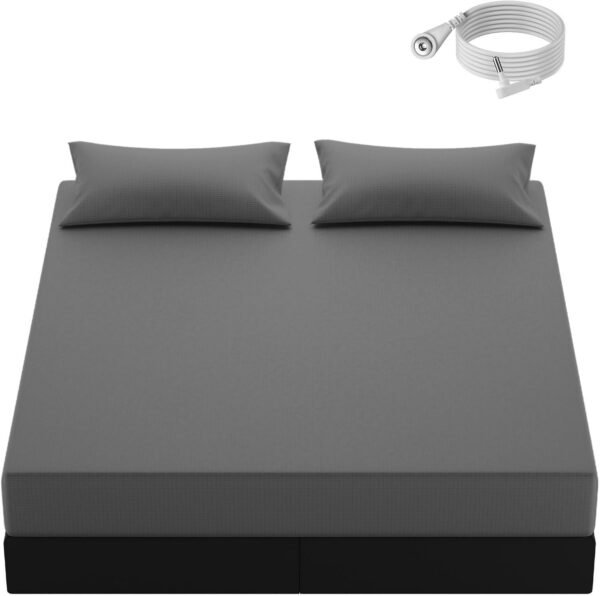 Grounding Sheets Queen Size, 10% Pure Silver Fiber + 90% Organic Cotton, Grounded Sheet Earth Connected Bedding Fitted Earth Sheets with Grounding Cord (Deep Gray, Queen)
