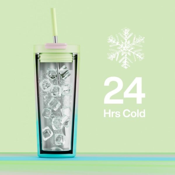 24 oz Insulated Tumbler with Lid and Straw, 100% Leakproof Travel Coffee Mug, Stainless Steel Coffee Tumbler, Keeps Cold for 24 Hours or Hot for 8 Hours, Car Cup Holder Friendly (Fairy) - Image 2