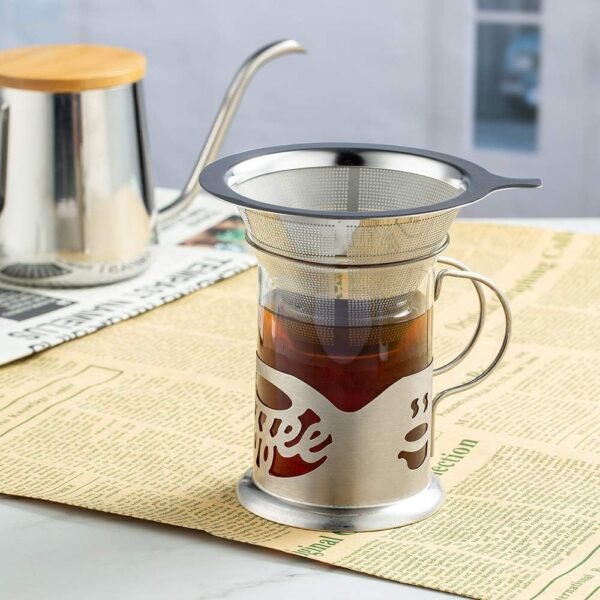 Upgraded Pour Over Coffee Filter, Coffee Dripper, Paperless Mess Stainless Steel Coffee Filter, Maker One to Two Cup Coffee, Keeping Nature Coffee Flavour, Easy to Use and Clean (1-2Cups) - Image 4