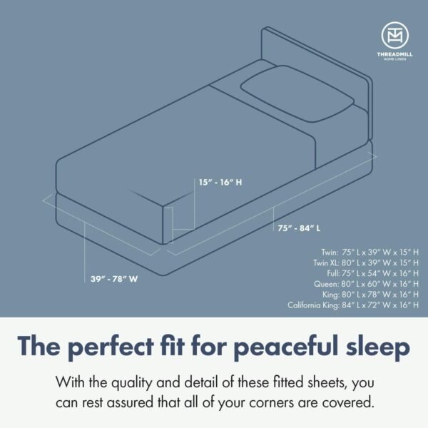 Threadmill 100% Cotton Sheets for King Size Bed - 600 Thread Count King Bed Sheets Set with 16” Deep Pocket - Sateen Weave 4-Piece Bedding Set with Cooling Effect, White - Image 4