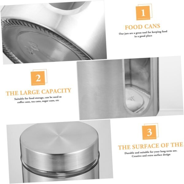 MAGICLULU 2 Pcs Stainless Steel Storage Tank Jar Coffee Canister Containers for Food Pasta Storage Seal Container Food Containers with Lids Food Canister with Window Tea Tin Silver Glass - Image 7