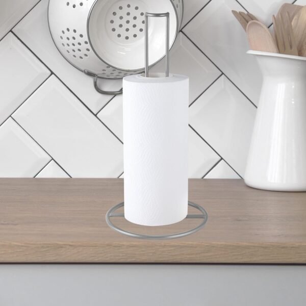 Paper Towel Holder Countertop, Kitchen Paper Towel Stand Holder for Kitchen Organization and Storage, Stainless Steel Paper Towel Roll Holder for Standard and Large Size Rolls (Grey) - Image 7