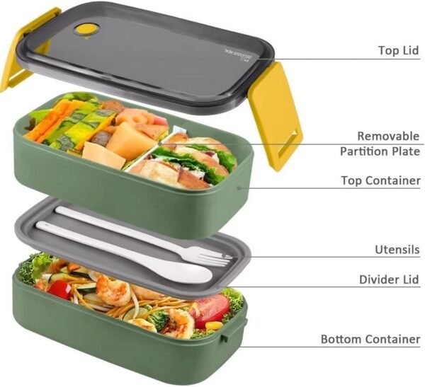 NatraProw Bento Box Lunch Box Set for Adults, Leak Proof, Portion Control, Microwave Safe, BPA Free, Durable Polypropylene - Image 4