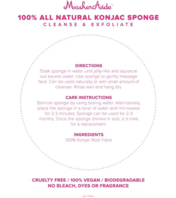 Gentle Exfoliating Facial Sponge, Dye Free, Fragrance Free, for Dry, Normal, Sensitive, Combination, and Oily Skin, Biodegradable All Natural Korean Skincare - Image 3