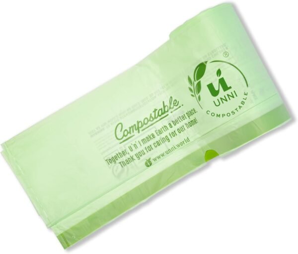 UNNI Compostable Drawstring Bags, 13 Gallon, 49.2 Liter, 30 Count, Heavy Duty 1 Mil, Tall Kitchen Food Scrap Waste Bags with Drawstring Handle, ASTM D6400, US BPI, CMA & Europe OK Compost Certified - Image 4