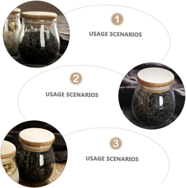 1pc Glass Tea Tea Coffee Sugar Canisters Spice Jars Overnight Oats Jar Pantry Storage Containers Food Storage Containers Glad Clear Container Cup Air Rice Dispenser Lid White - Image 6