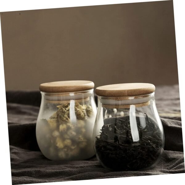 1pc Glass Tea Tea Coffee Sugar Canisters Spice Jars Overnight Oats Jar Pantry Storage Containers Food Storage Containers Glad Clear Container Cup Air Rice Dispenser Lid White - Image 8