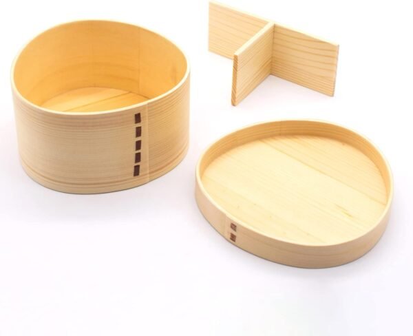 Bentowappa A-11-273080 Wooden Lunch Box, Approx. 5.5 inches (14 cm), Single Tier, Ousubi Shape, Natural - Image 3