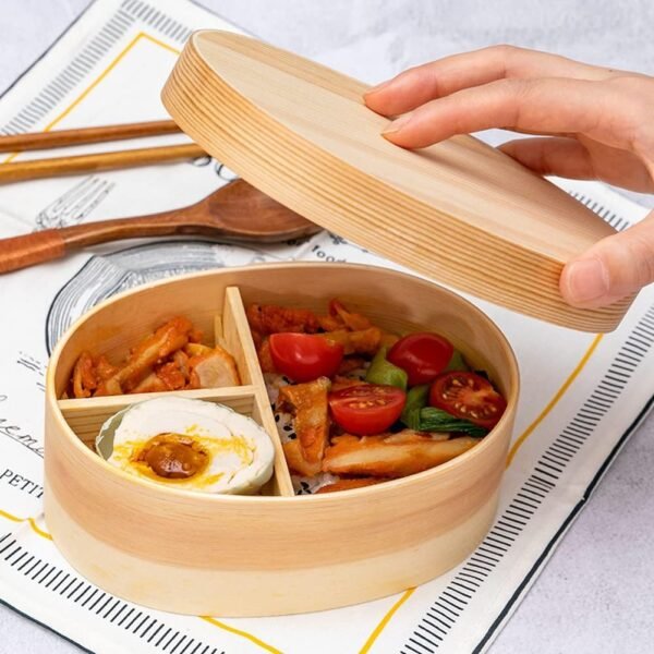 Wooden Lunch Box for Kids/Adult,Japanese Bento Box with divider Wood Bento Lunch Box for Picnicking Office Hiking Camping - Image 7