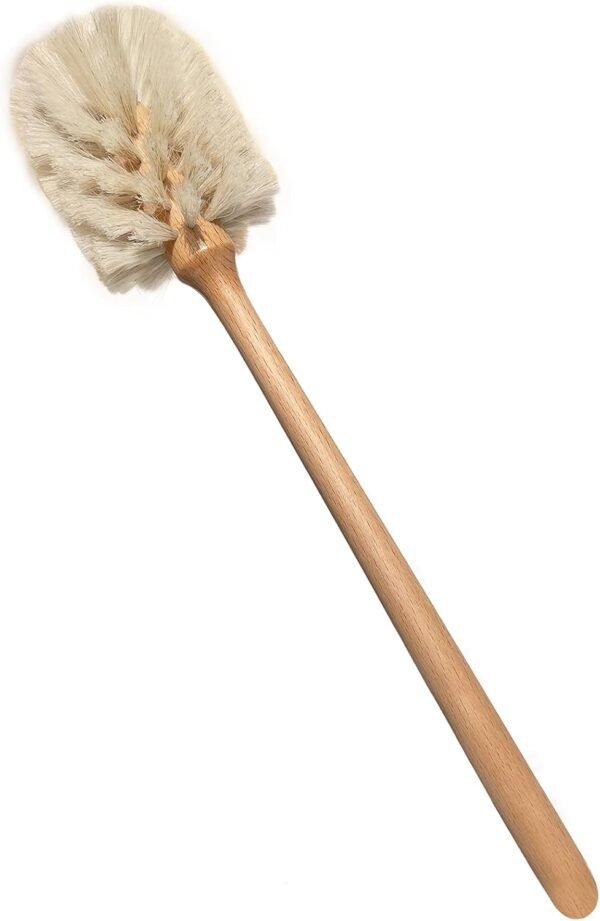 Bottle Brush Cleaner with Horsehair Bristles, 13-3/4 Inch Long Wood Handle Natural Cleaning Brush Cleans and Scrubs Wide Mouth Jars, Glasses, Vases, Mugs and Pitchers