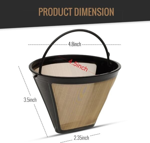 Reusable Cone Coffee Filters #4 - Cuisinart Coffee Filter Replacement, Cone Filters for Ninja, Hamilton Beach & Breville Coffee Maker, Moccamaster Coffee Filters, Bonavita Replacement - 1pc - Image 4