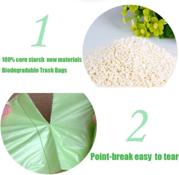 Trash Bags Biodegradable, Strong Rubbish Bags, Trash bags Recycling & Degradable Garbage Bags, Compostable Bags (Green, 13 Gallon) - Image 2