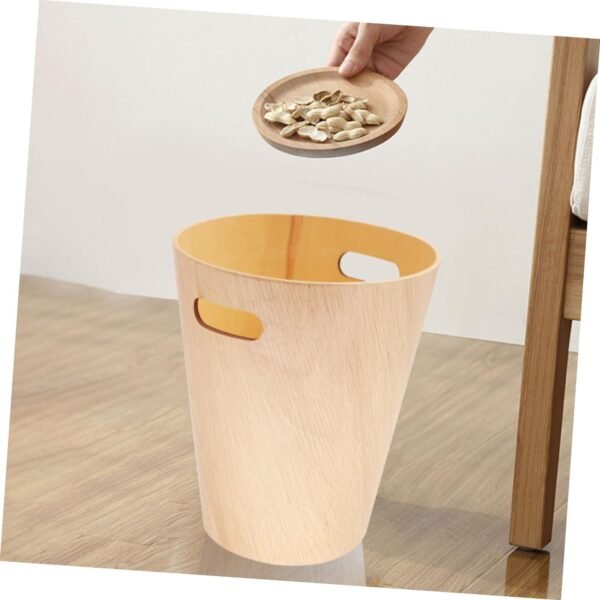 Dual Kitchen Bin Bedroom Desk Wastebasket Compost Bins for Kitchen Wooden Garbage Can - Image 6