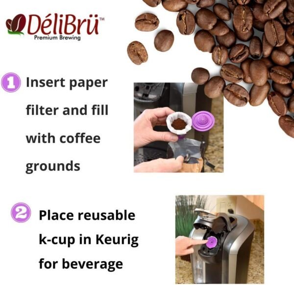 Reusable K Cups for Keurig 2.0 & 1.0 - Pack of 4 (Purple) - Easy to Clean - Keurig Compatible Reusable Coffee Pods by Delibru (NOT FOR KEURIG SUPREME COFFEE MAKER) - Image 7