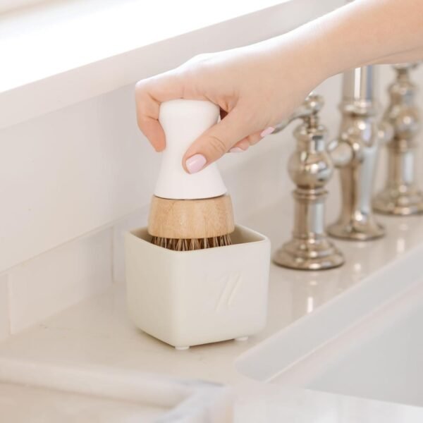 Nellie's Dish Butter - Eco-Friendly Dish Soap Block in a Reusable Ceramic Container - Light Spruce Scent for a Sustainable Dish Cleaning Experience (White) - Image 5