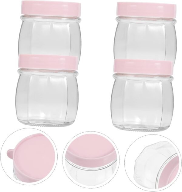 SHOWERORO 4pcs Storage Tank Food Storage Containers Labels Mason Jar Jars with Lid Cookie Clear Candy Jars Bins Canisters Jar of Sweets Boxes Cups Storage Jars Coffee Storage Container Glass - Image 7