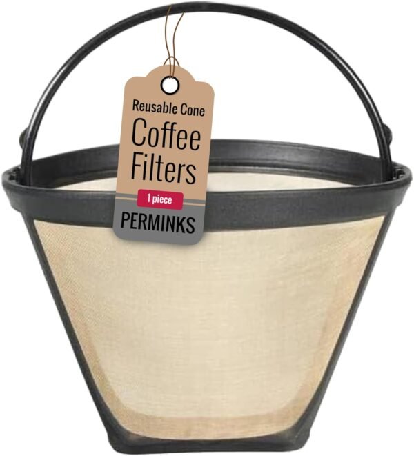Reusable Cone Coffee Filters #4 - Cuisinart Coffee Filter Replacement, Cone Filters for Ninja, Hamilton Beach & Breville Coffee Maker, Moccamaster Coffee Filters, Bonavita Replacement - 1pc