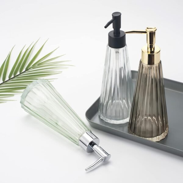 10oz/300ml Hand Soap Dispenser Bathroom, Kitchen Soap Dispenser, Glass Soap Dispenser with Gold Rust Proof Pump, Liquid Soap Dispenser with Elegant and Beautiful Color (Brown) - Image 7