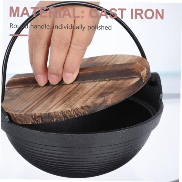 Japanese Sukiyaki Gadget Casserole Dishes Stock Gooseneck Steaming Pot Saucepan with Handle Camping Cookware Clad Strainer Cauldron Wok Food Chafing Dish Iron Sukiyaki Pots Wooden - Image 3