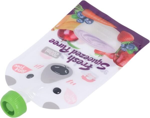 Reusable Food Pouch Portable Squeeze Baby Food Storage Bag 10 Pcs 200ml Refillable for Fruit Puree Reusable Food Pouch Baby Food Storage Bag Squeeze Baby Food Refillable Storage - Image 8