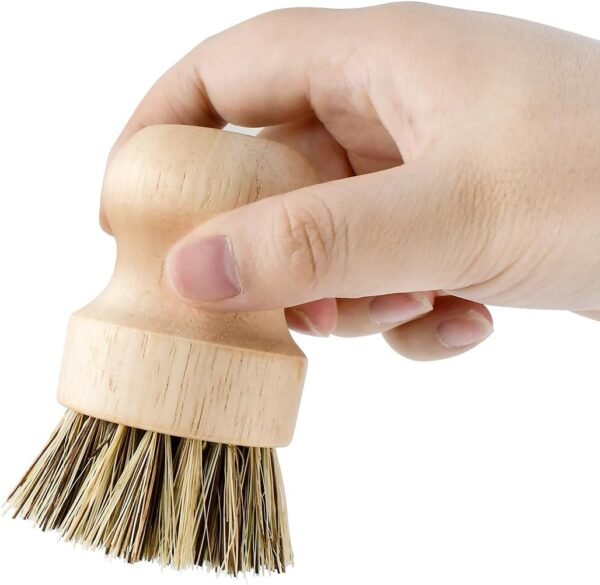 2 Pcs Dish Brush, Wood Dishes Scrub Brush, Pot Brush for Kitchen Cleaning Dishes Pots Pans (Sisal and Palm) - Image 5