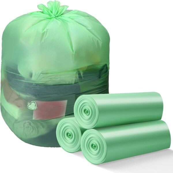 Zhanmai 60 Pcs 33 Gallon Trash Bags Large Portable Heavy Duty Garbage Bags Replacement Disposable Contractor Bags for Home Office Kitchen Camping Commercial Industrial Toilet Waste