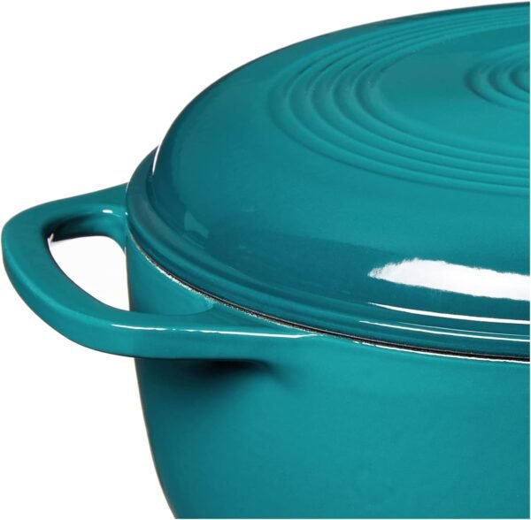 Lodge 6 Quart Enameled Cast Iron Dutch Oven with Lid – Dual Handles – Oven Safe up to 500° F or on Stovetop - Use to Marinate, Cook, Bake, Refrigerate and Serve – Lagoon - Image 5