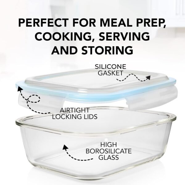 Glass Food Storage Containers with Lids 30 Oz 16 Pc (Set of 8) Airtight Large Reusable Leak Proof BPA Free Food Prep Containers Freezer to Oven Safe - Image 7