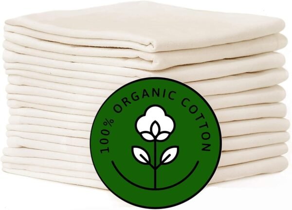 Flour Sack Kitchen Towels |Organic Cotton Blank Towel| Tea Towel Crafting Embroidery|Flat Thick Absorbent Quick Dry | Baking Bread Proofing Breathable Linen Cloth Cover Set of 10, 28 x 28 Inch, Ivory