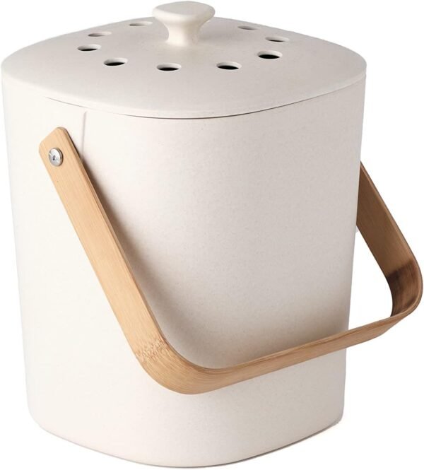 Bamboozle Countertop Compost Bin Kitchen | 1 Gallon | Odorless Composting Bin with Filters | Indoor Compost Bin with Lid | Plant Based Kitchen Composter for Food Scraps & Waste Recycling