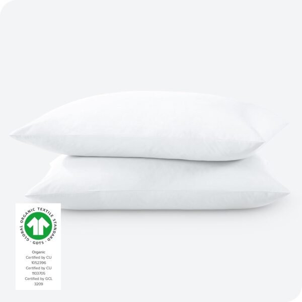 Bare Home 100% Organic Cotton King Pillowcase Set - Crisp Percale Weave - White Pillowcases 2 Pack - Lightweight & Breathable (King Pillowcase Set of 2, White) - Image 3