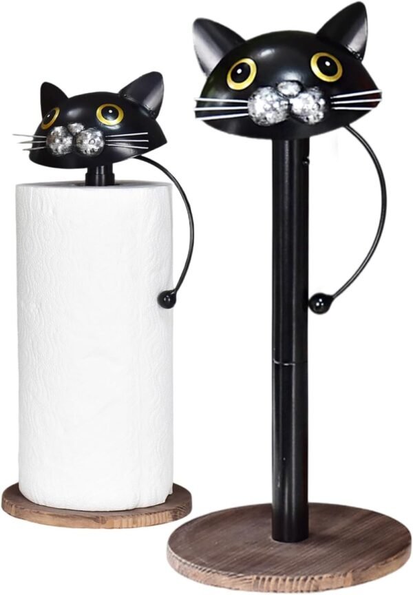 Paper Towel Holder - Black Cat Paper Towel Holder Countertop for Kitchen Dining Table Home Decor, Perfect for Cat Lovers (Black Cat)