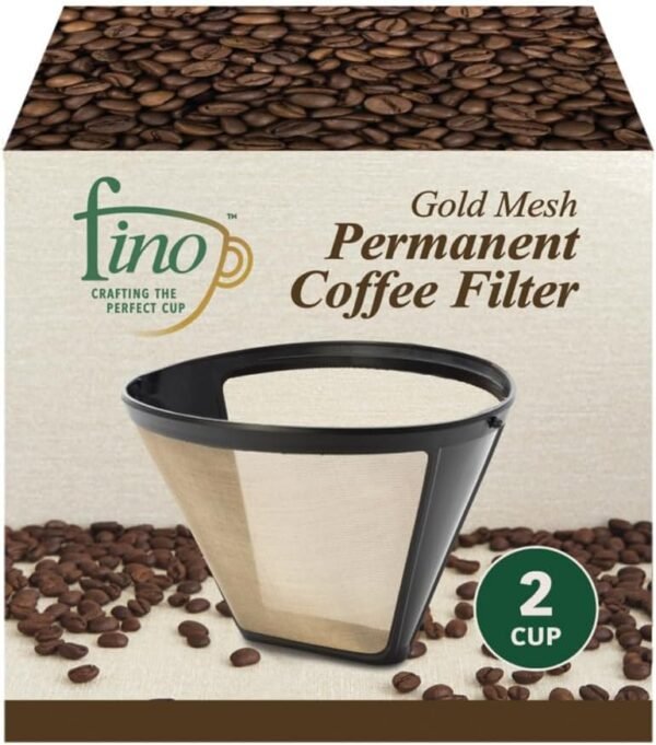 Fino Gold Mesh Permanent Coffee Filter, Number 2-Size Filter, Brews 2 to 6-Cups - Image 4
